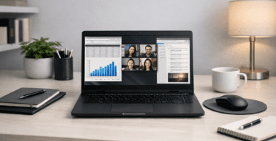 Laptop pensada para uso prolongado en un escritorio de trabajo diario