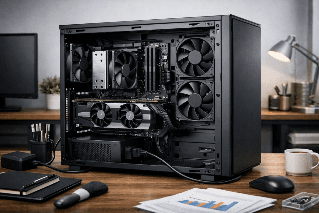 Mantenimiento básico de una computadora de escritorio con componentes limpios