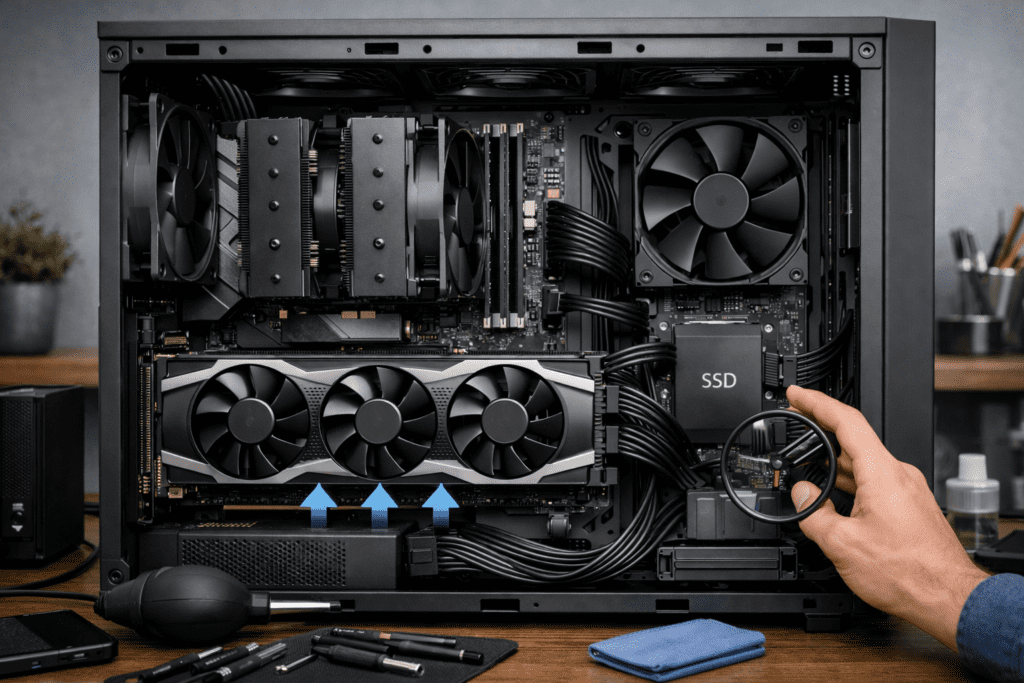 Componentes principales de una PC gamer ensamblada