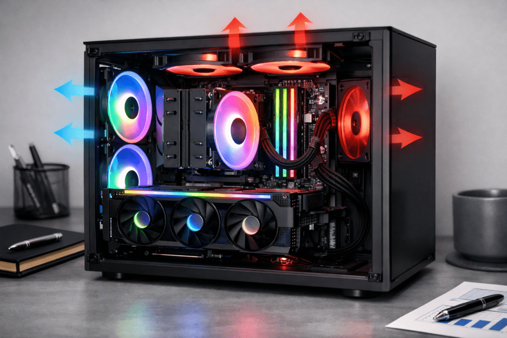 Sistema de refrigeración en un PC gamer para mantener rendimiento estable