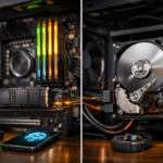 Comparación entre SSD y disco duro tradicional en una computadora