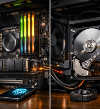 Comparación entre SSD y disco duro tradicional en una computadora
