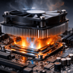 Procesador de computadora con disipador mostrando la relación entre TDP y calor