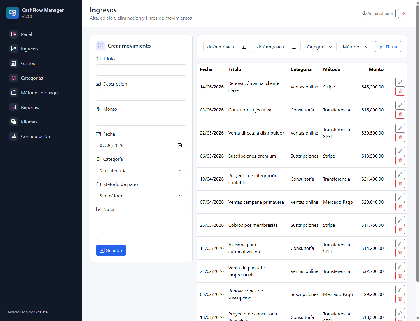 CashFlow Manager - Sistema PHP para Control de Ingresos y Gastos - Image 3