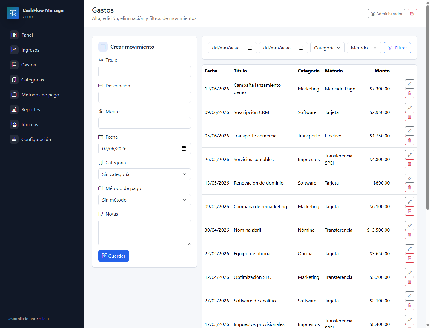 CashFlow Manager - Sistema PHP para Control de Ingresos y Gastos - Image 4
