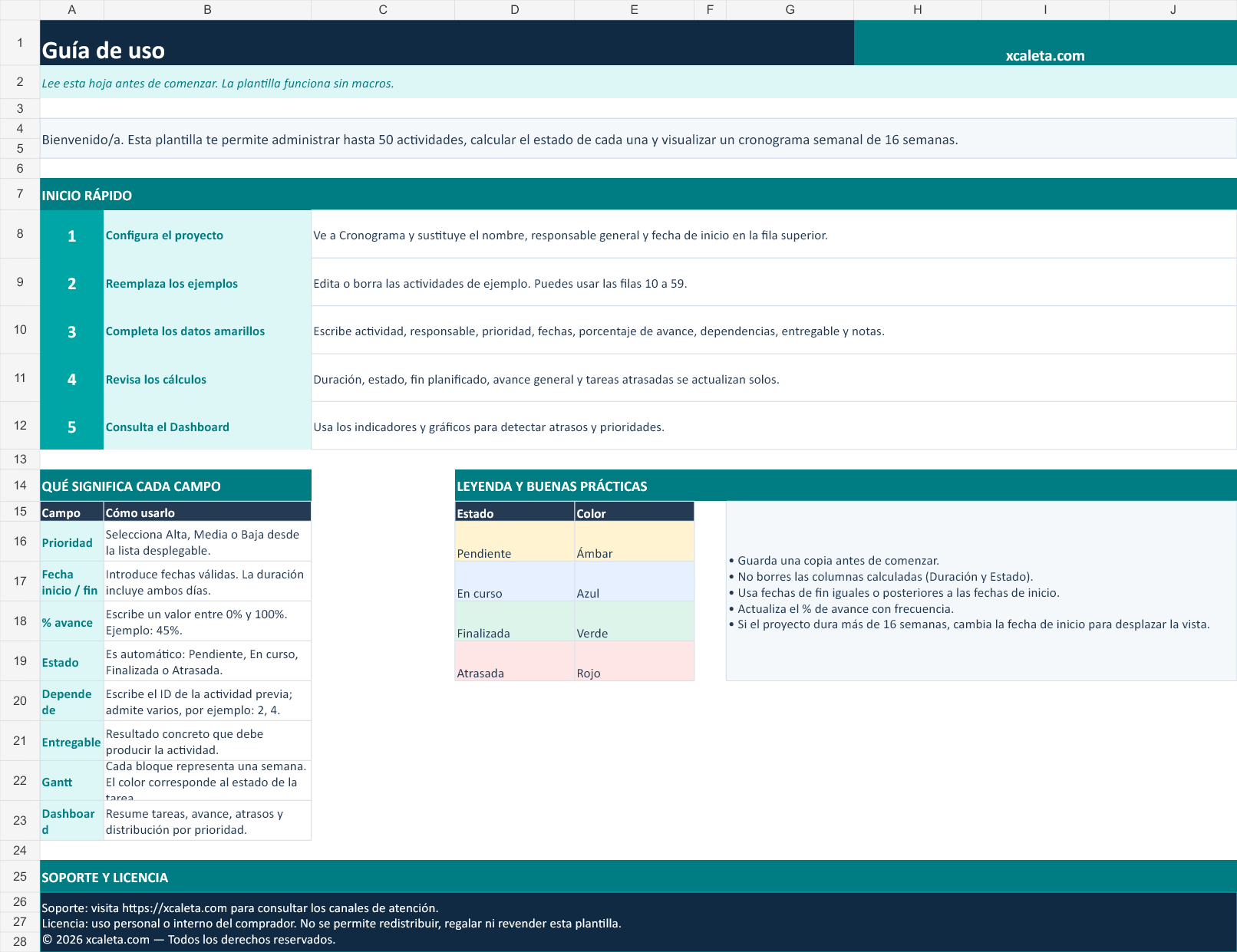 Cronograma Inteligente de Actividades en Excel - Image 4