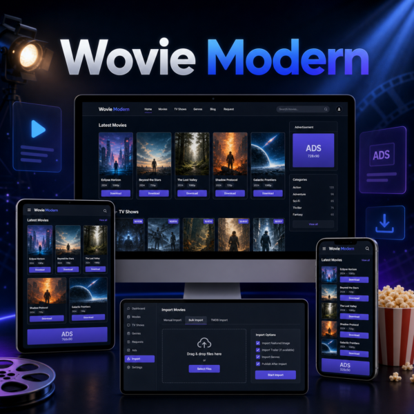 Wovie Modern – Theme WordPress para Películas y Descargas